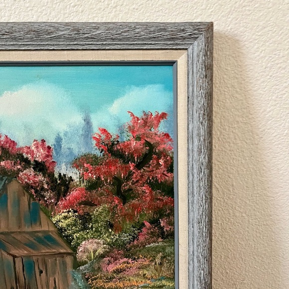 Vintage Framed Landscape Painting With Water mill 19/23 Inches - Picture 2 of 10